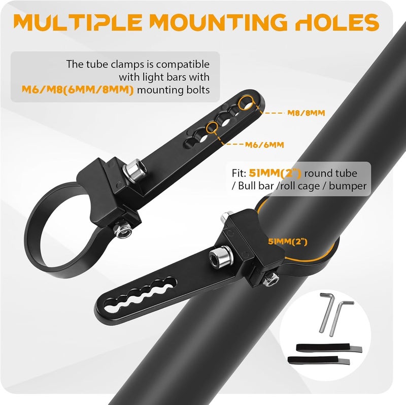 GLOBLED Light Bar Mounting Brackets Aluminum Alloy Led Roll Bar Light Cage Mount 2 Inch Round Tube Mount Brackets Compatible with RZR Kawasaki Yamaha Truck ATV - Image 2